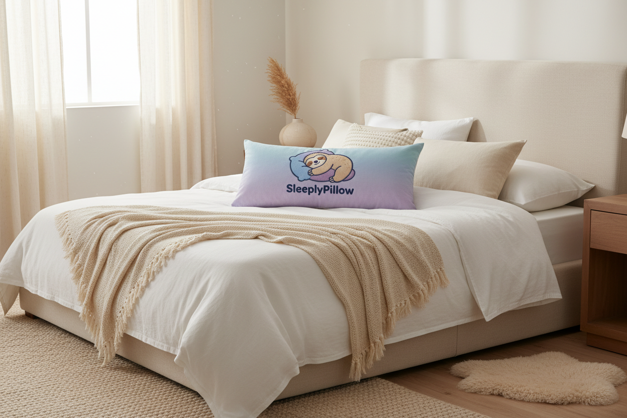 Organic body pillow bedroom scene